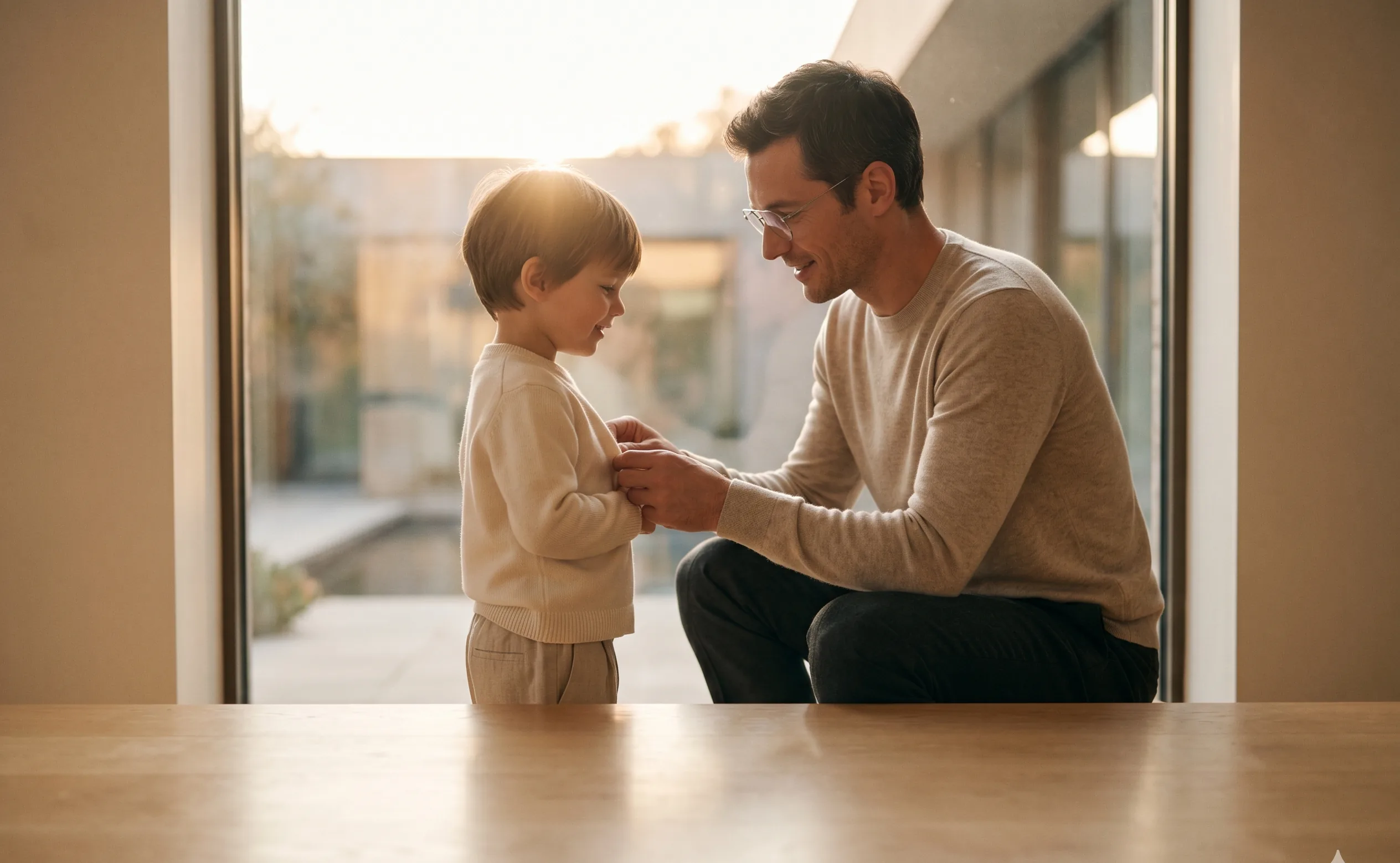 Padre e hijo en un momento de cuidado