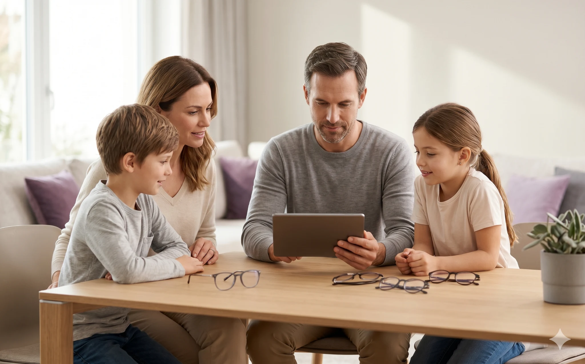 Familia cuidando su salud visual